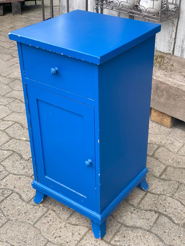 Nachtschrank BLAU / antik / unrestauriert