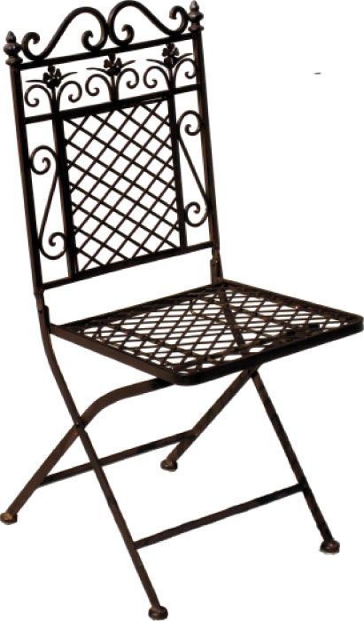 Nostalgischer Gartenstuhl aus Metall – Dunkelrostfarben & klappbar