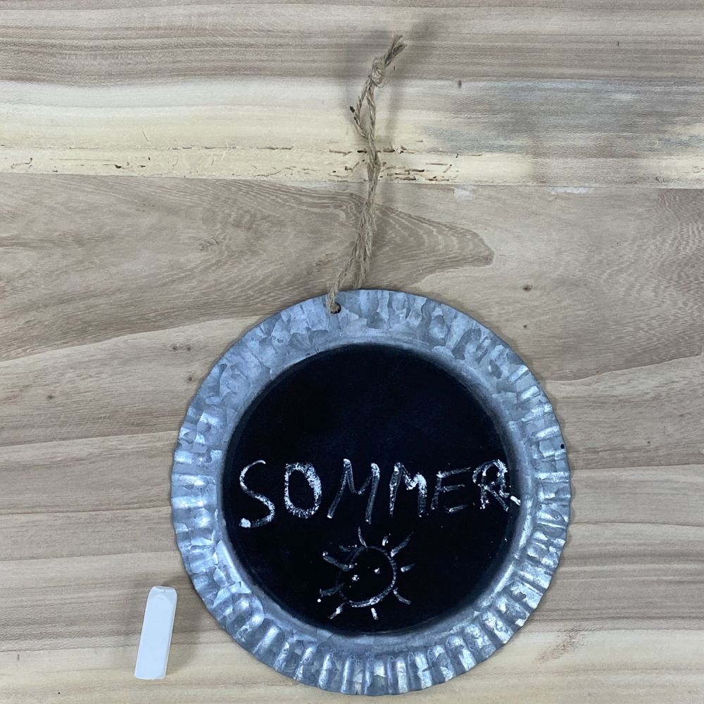 Tafel rund aus Zinkblech / Tafel zum aufhängen