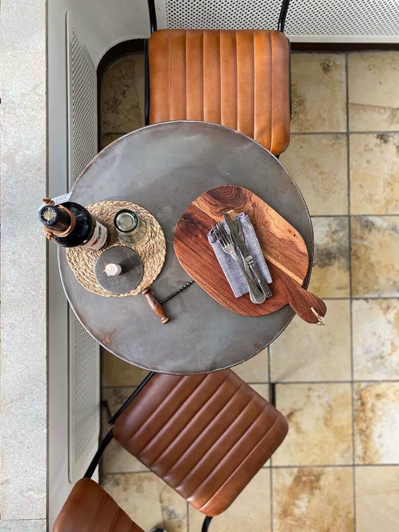 Diner Esszimmerstuhl mit gestepptem Leder – Braun / Schwarz