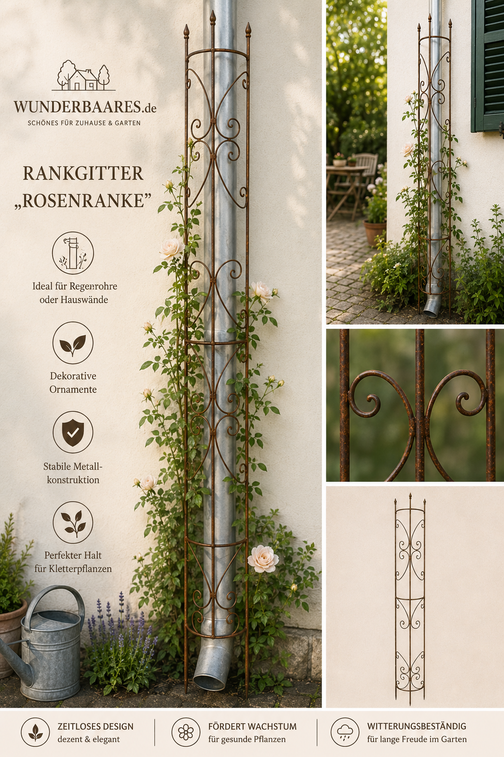 Rankgitter „Rosenranke“ für Regenrohre