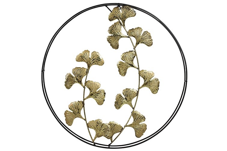 Wanddekoration Wandbild Ginkgoblatt Novey schwarz/gold / Metall