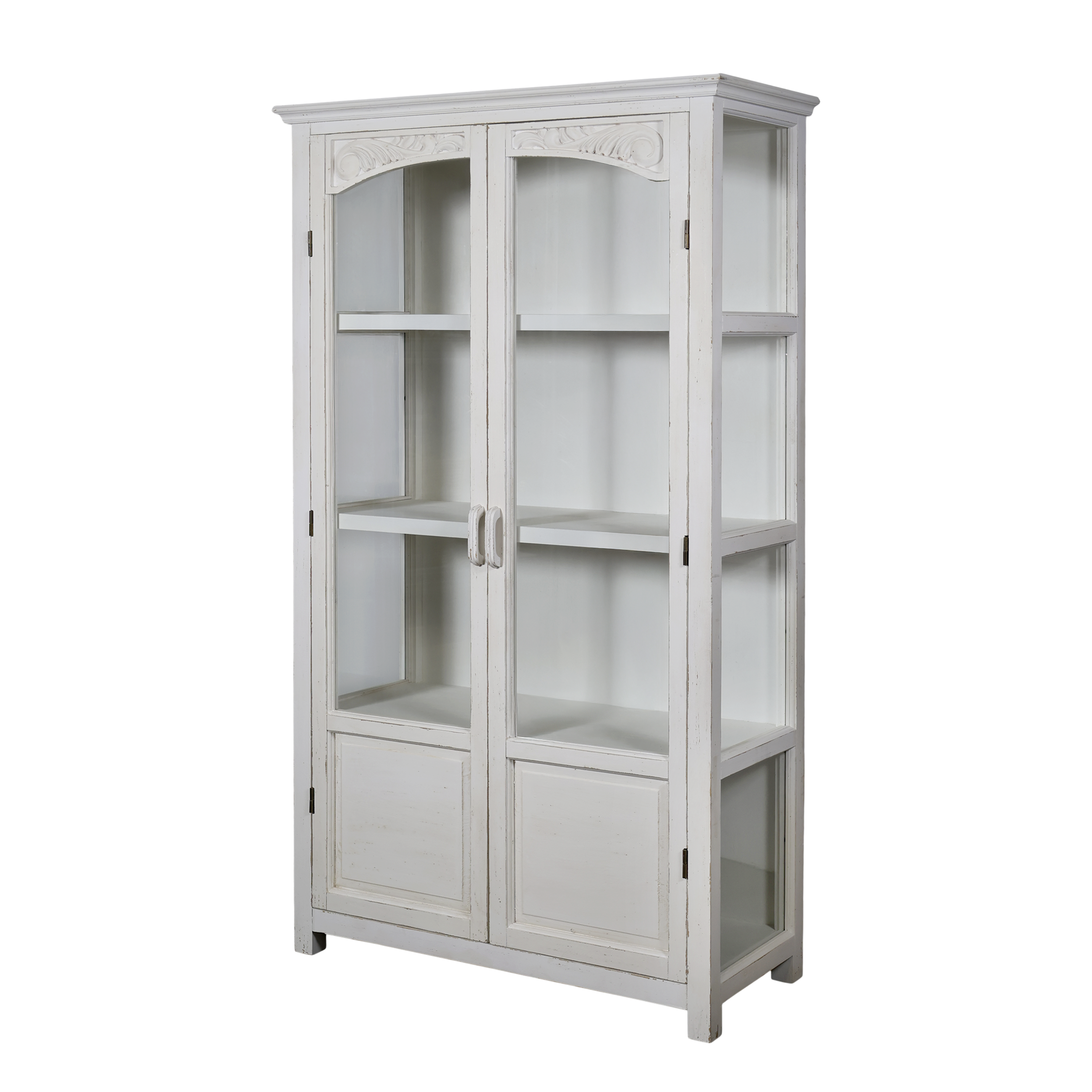 Chic Antique Glasschrank Antique Creme – Vintage Landhausstil