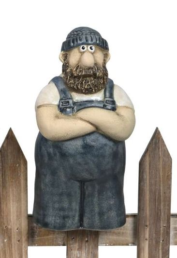 ⚓ Zaunfigur „Seebär Fiete“ – Steinzeug blau-weiß – 19 cm