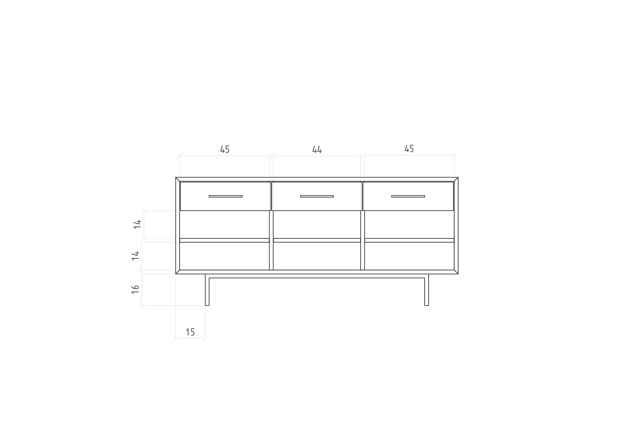 Sideboard 3 Türen & 3 Schubladen / Abies 2730