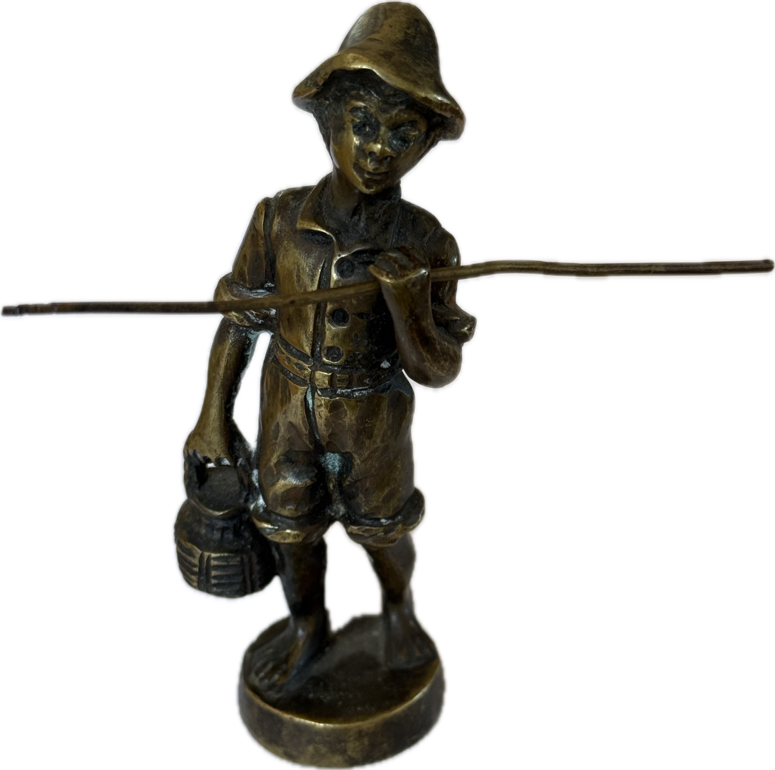 Signierte Bronze „Junger Fischer“ von Louis-Albert Carvin – französische Skulptur um 1900