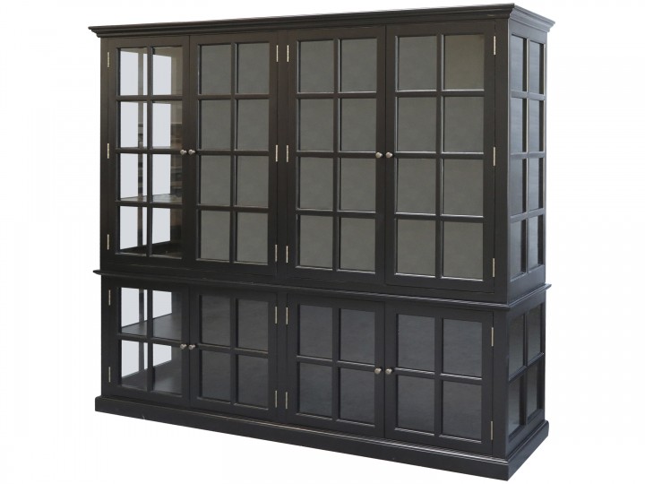 Vitrinenschrank m. 8 Türen / Ablagen schwarz