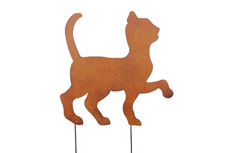 Katze aus Metall zum Stecken / rost