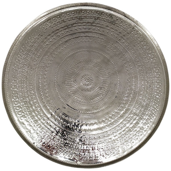 Tablett aus Metall gehämmert, silber, Aluminium, 26x26x2cm cm /rund