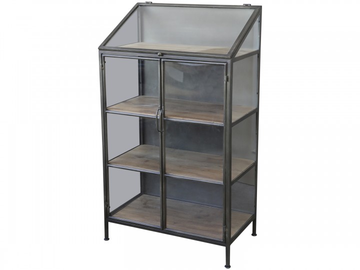 Glasschrank mit 4 Holzfächern