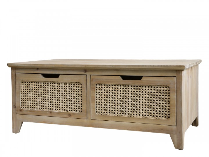 Sofatisch m. 2 franz geflocht Schubladen