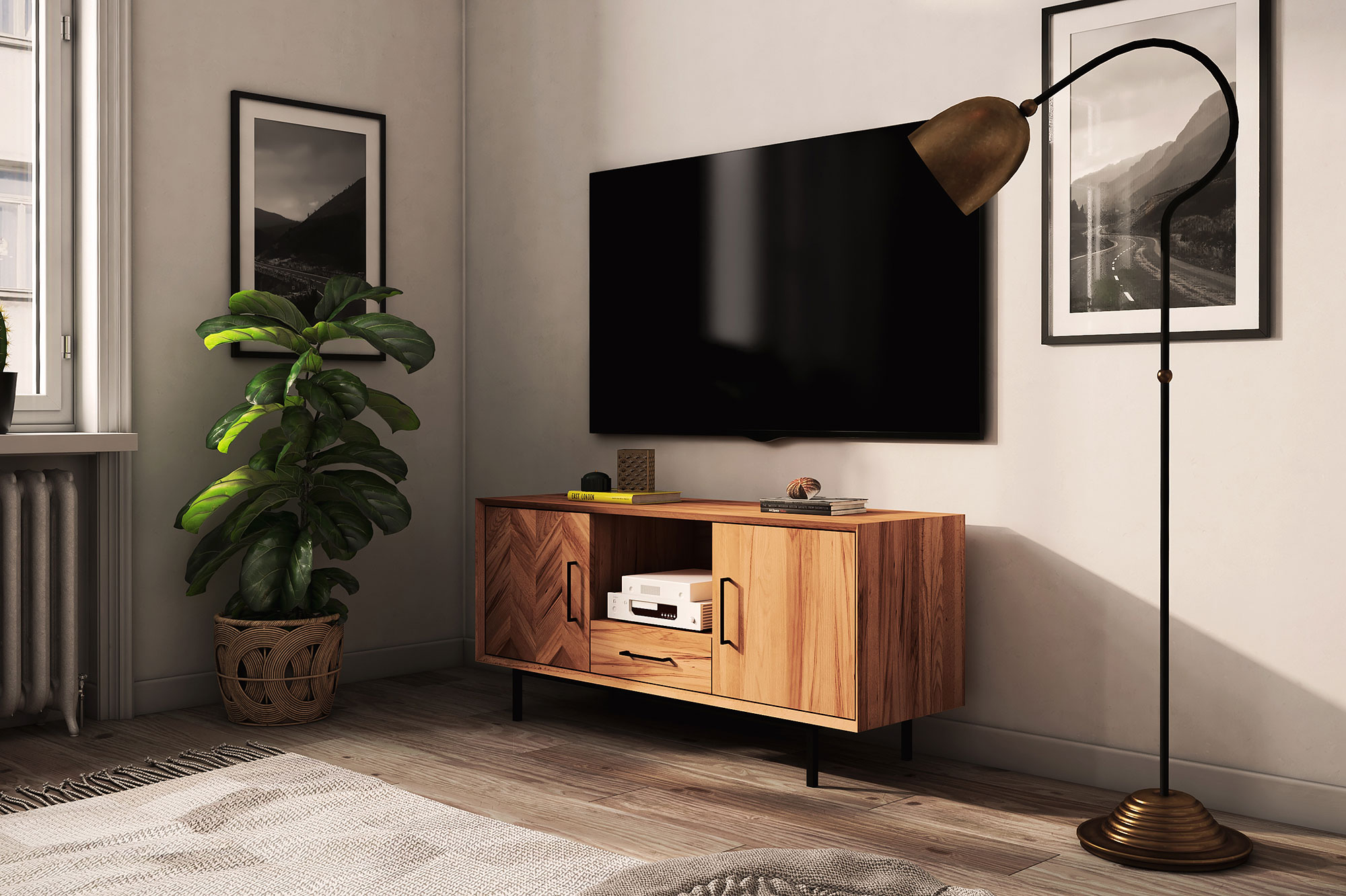 Sideboard mit 2 Türen & Freifach & Schublade / Abies 2725