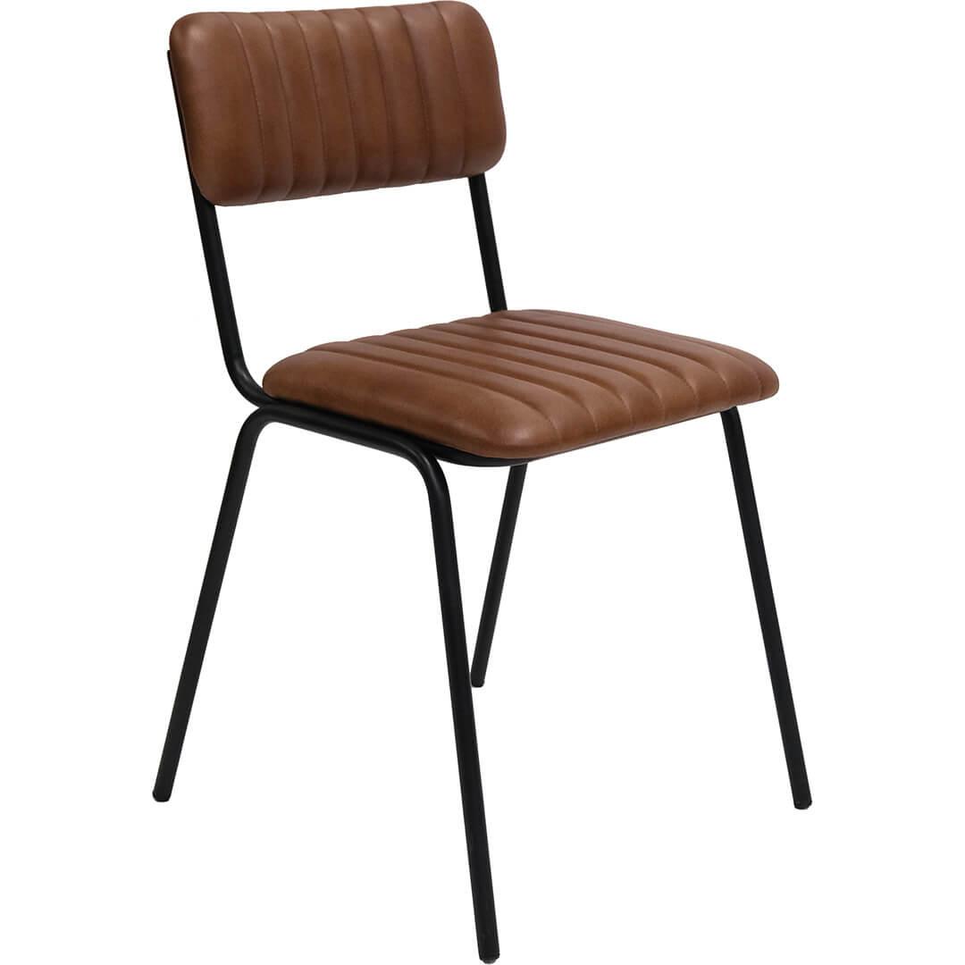 Diner Esszimmerstuhl mit gestepptem Leder – Braun / Schwarz