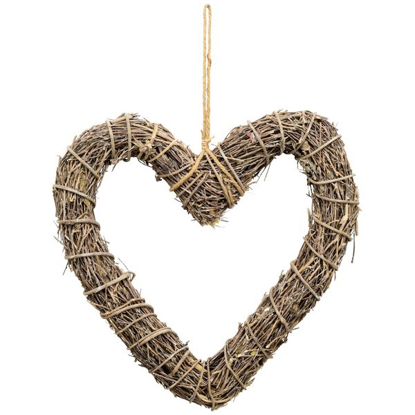 Kranz Herz Hänger Willow, natur, Rattan, 50x8x50 cm