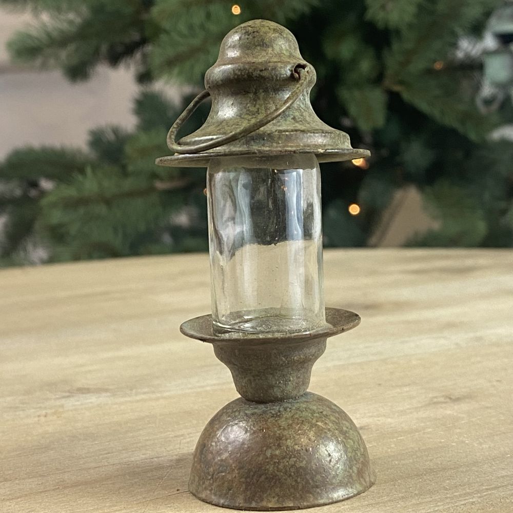 Weihnachtbaumschmuck/  Hängedeko Laterne aus Blech antik patiniert