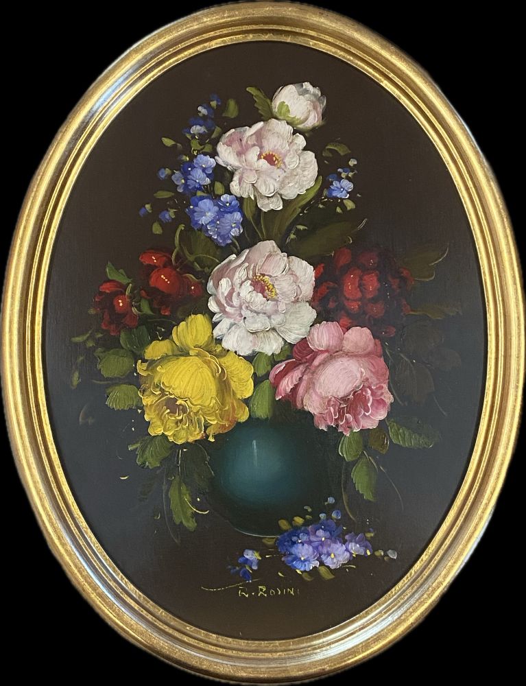 Öl-Gemälde "Blumen-Stillleben" von R. Rosini